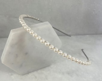 Simple Pearl Headband | Made to Order in Choice of Pearl Colours | Silver, Gold or Rose Gold Options