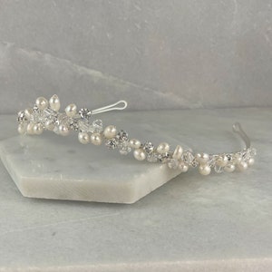 Petite Freshwater Pearl & Diamante Wishbone Tiara | Delicate Wishbone Tiara | Communion Tiara | Marilyn