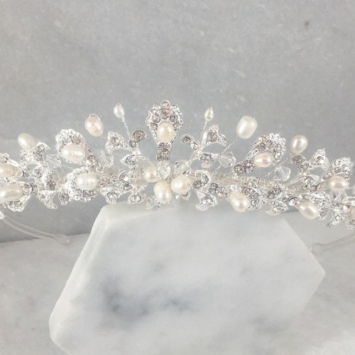 Freshwater Pearl & Diamante Wedding Tiara Traditional Bridal - Etsy UK