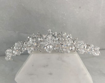 Sparkling Crystal & Cubic Zirconia Wedding Tiara | Traditional Crystal Bridal Tiara | Diamond Tiara | Angel