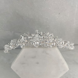 Sparkling Crystal & Cubic Zirconia Wedding Tiara | Traditional Crystal Bridal Tiara | Diamond Tiara | Angel