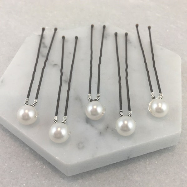 Set of 5 Pearl Hair Pins | Made to Order in Choice of Pearl Colours | Wedding Hair Grips | Bridal Hair Pins