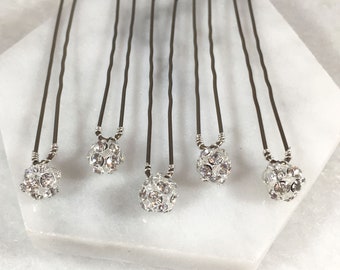 Set of 5 Crystal Rhinestone Hair Pins | Made to Order in Choice of Hair Pin | Diamante Sparkle Hair Pins | Wedding Rhinestone Pin Set