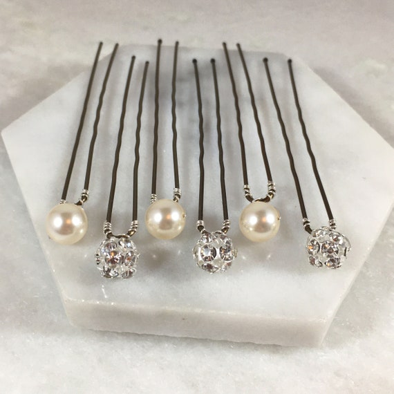 Pearl and diamante hair cheap pins