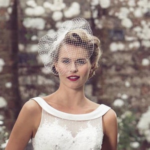 Full Face Birdcage Veil | Bouffant Birdcage Veil | 50's Bouffant Face Veil | Long Birdcage Veil