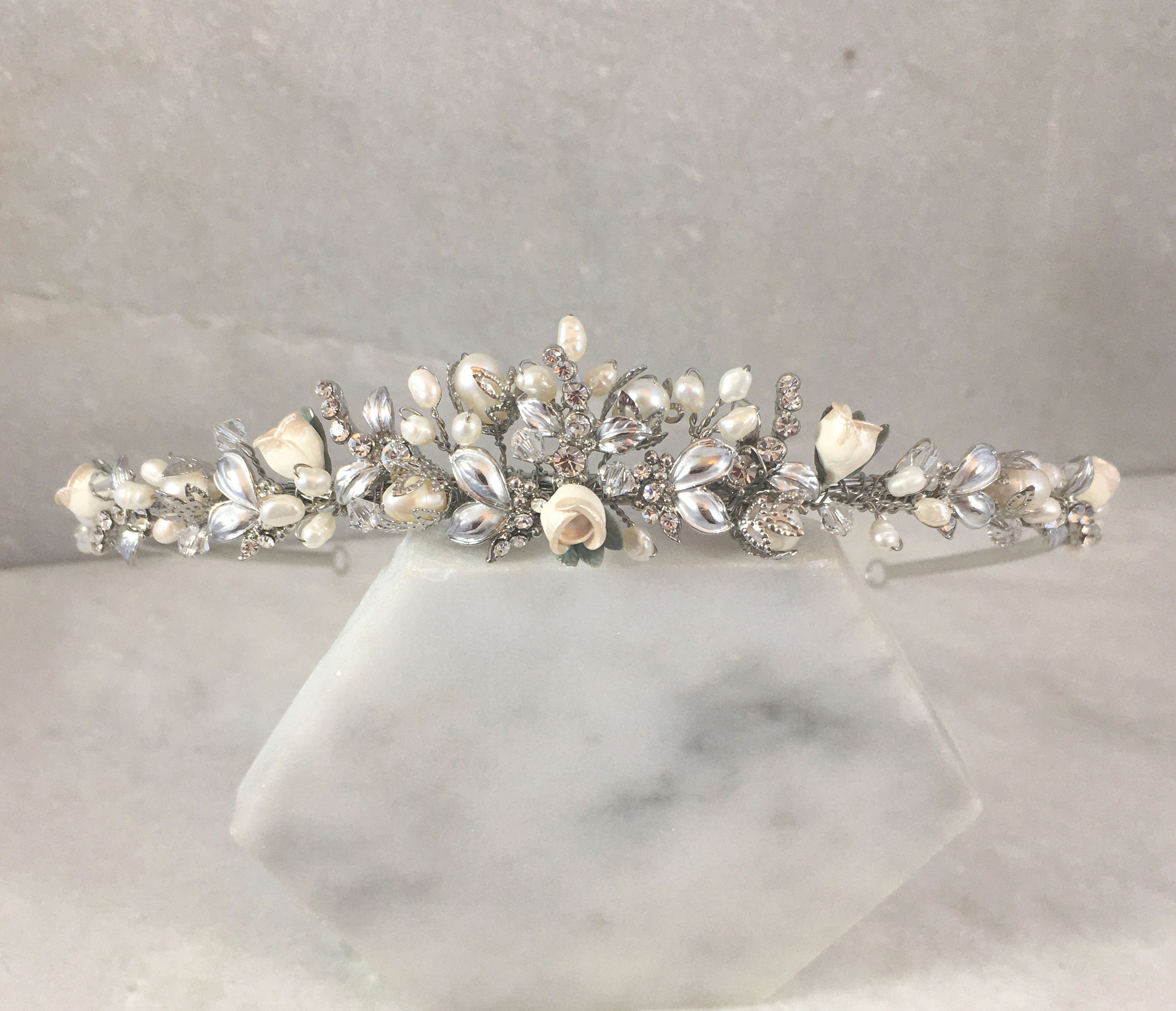 Vintage Silver Rose Bud Tiara Traditional Bridal Tiara - Etsy UK