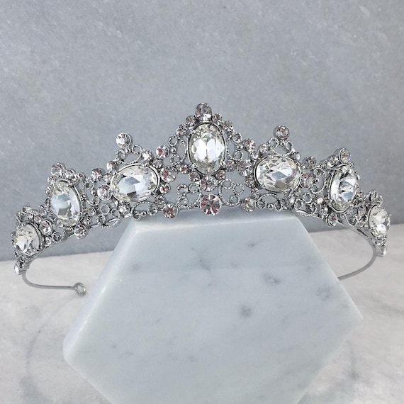 Vintage Silver Crystal Tiara | Alternative Wedding Headpiece  display picture 3
