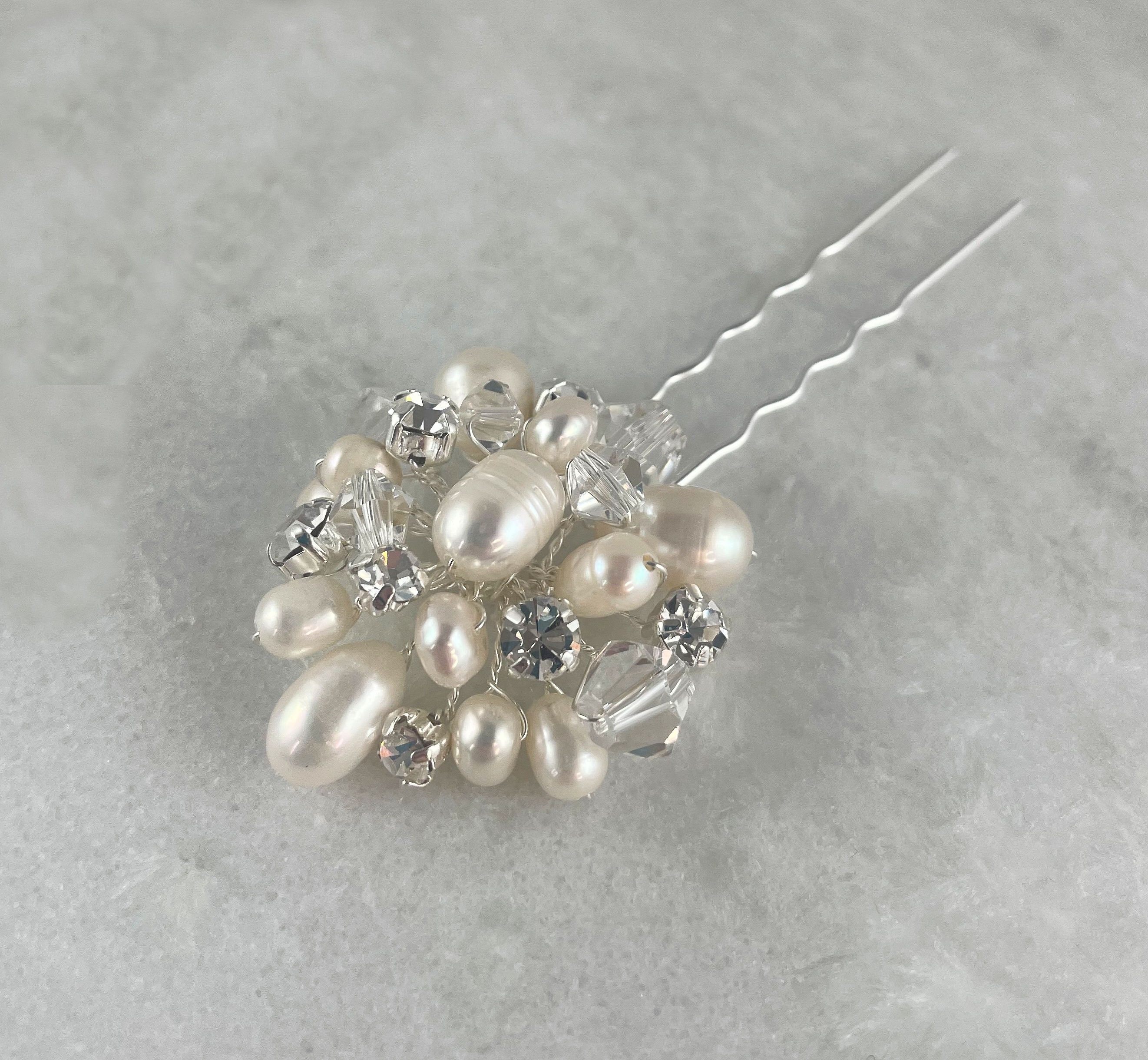 Modern Freshwater Pearl & Diamante Hair Pins Choose 1 2 or Etsy UK