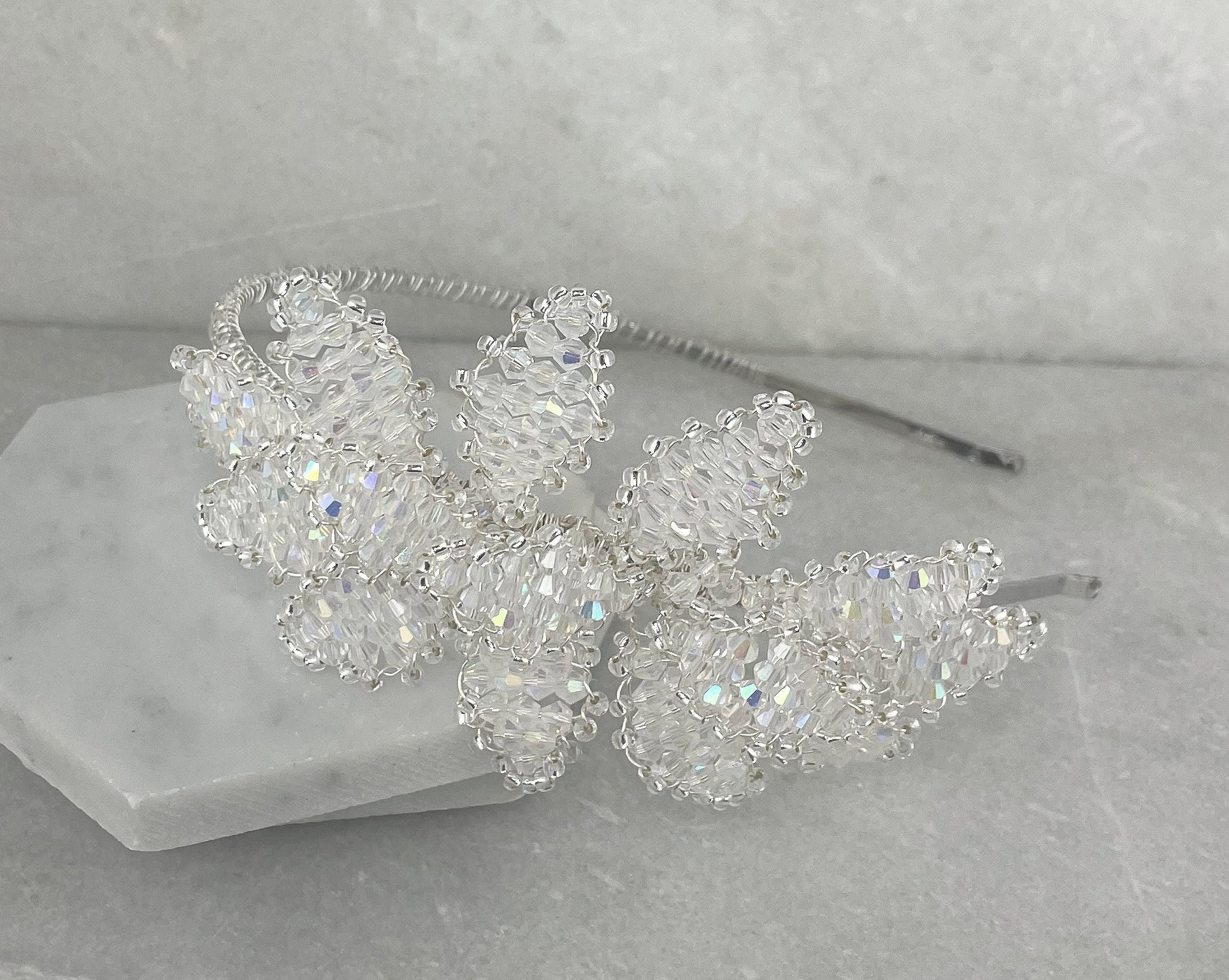 Crystal Leaf Headband: Silver Petal Tiara Fascinator - Etsy