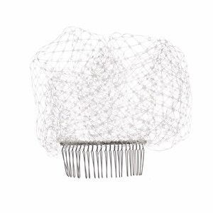 May include: White bridal veil with a comb attachment. The veil is made of a fine mesh material.