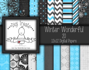 Winter Wonderful Digital Paper Pack, Scrapbook Paper, Digital Crafting, Card Making, Winter Theme, Winter Crafts, Instant Download.