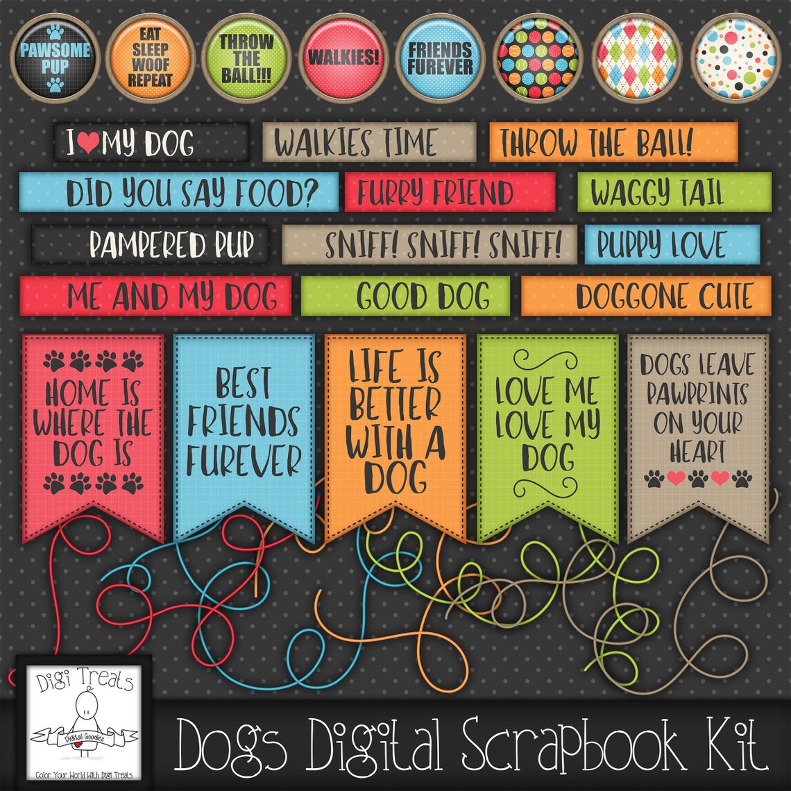 Dog Digital Scrapbook Kit. Dog Themed Scrapbook Kit Digital Etsy