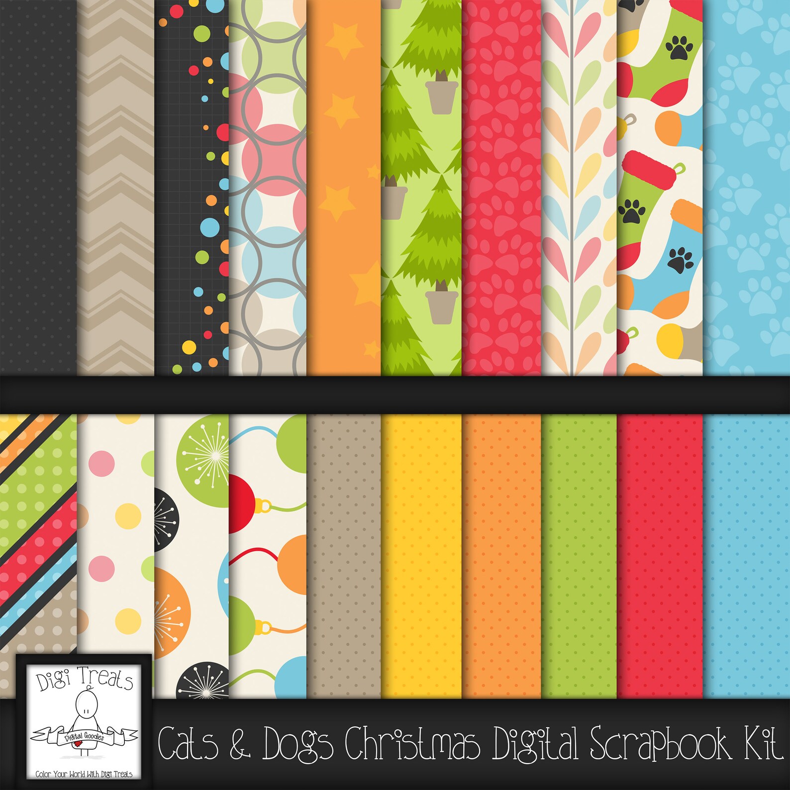 Cats and Dogs Digital Scrapbook Kit. Cats and Dogs Themed Etsy