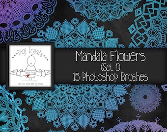 Mandala Flowers Set 1 Photoshop Brush Set (30 brushes) High Quality ~ Instant Download.