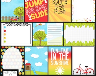 Sunny Day Park, 20 Digital Pocket Journaling Cards. *INSTANT DOWNLOAD*