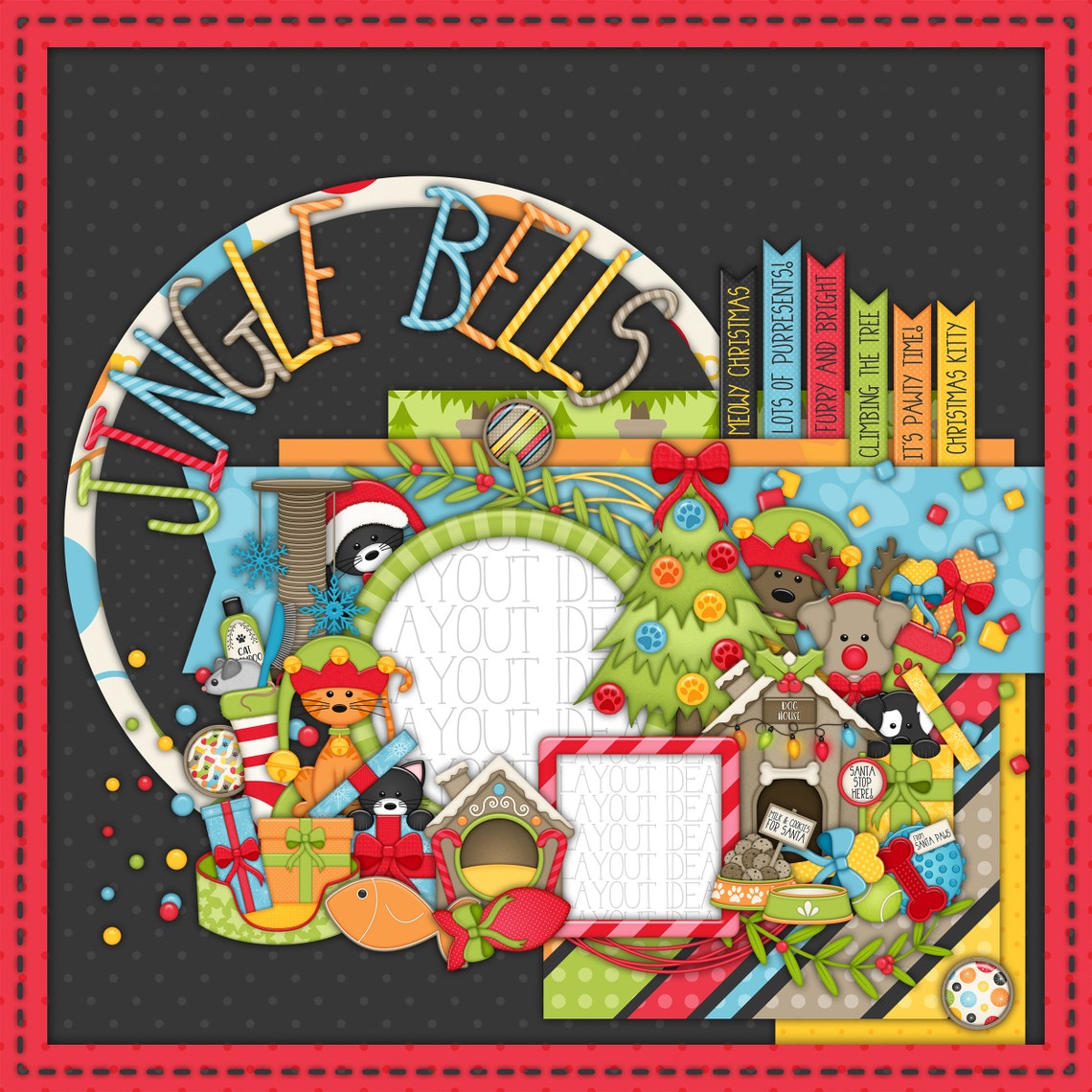 Cats and Dogs Digital Scrapbook Kit. Cats and Dogs Themed Etsy