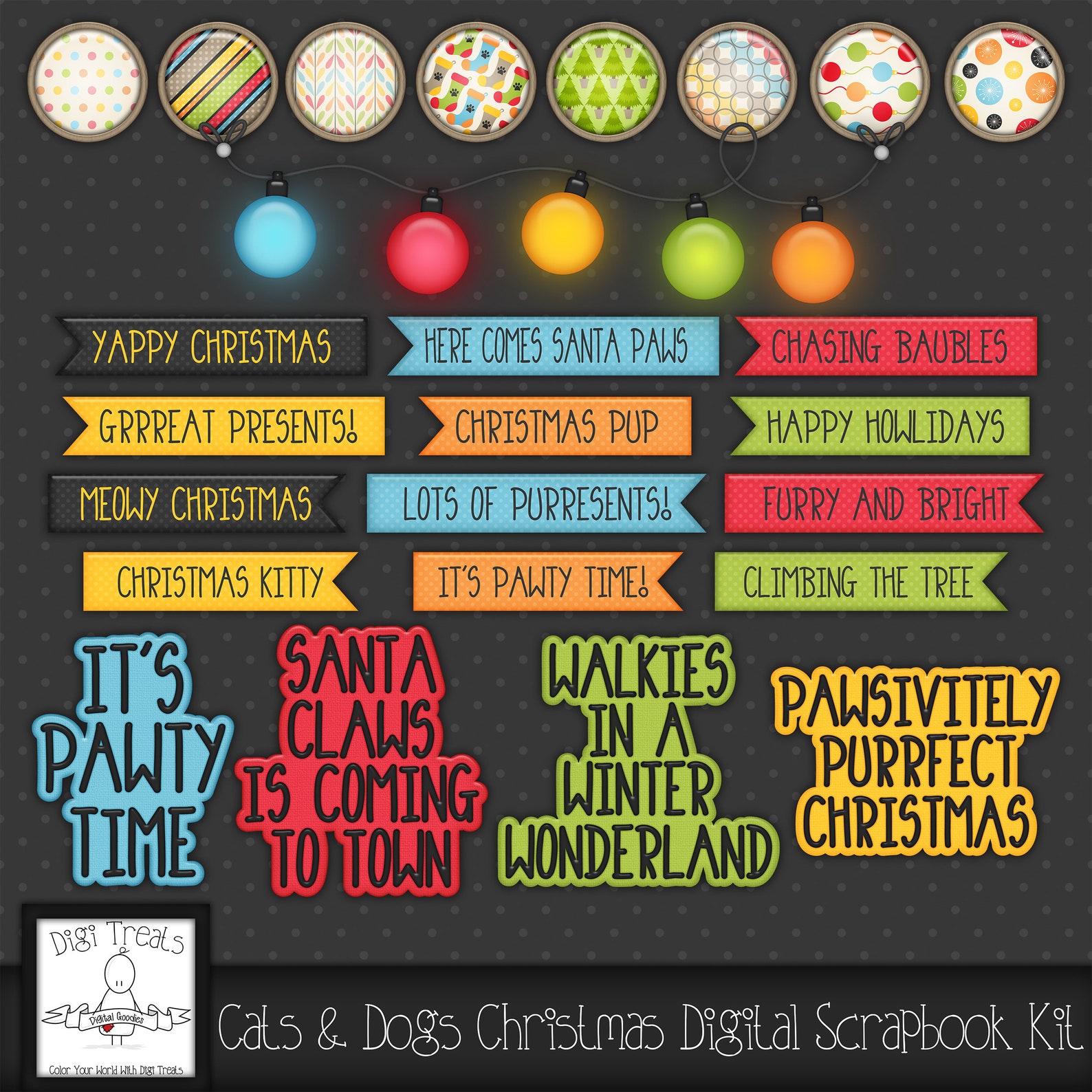 Cats and Dogs Digital Scrapbook Kit. Cats and Dogs Themed Etsy