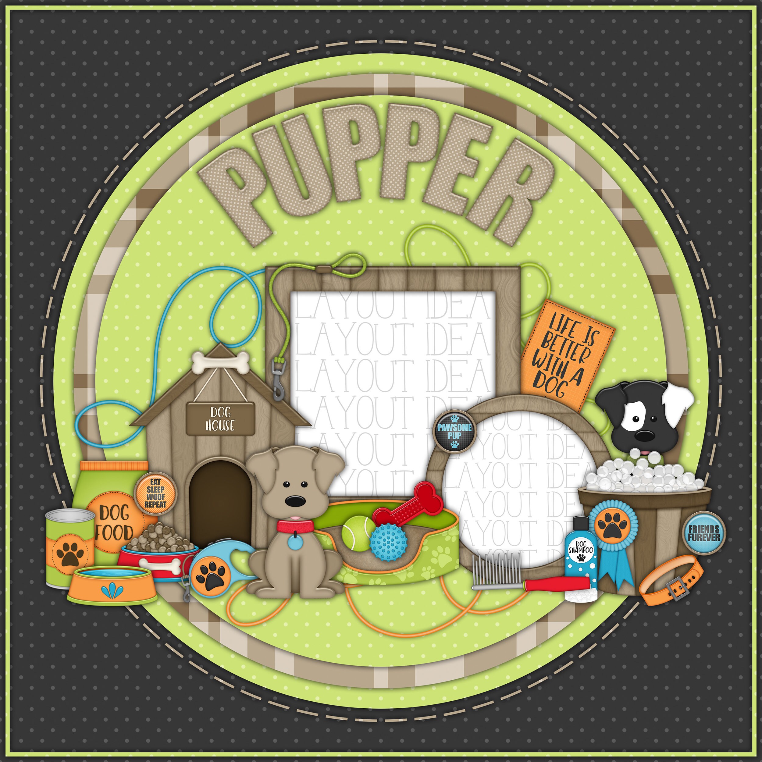 Dog Digital Scrapbook Kit. Dog Themed Scrapbook Kit Digital Etsy