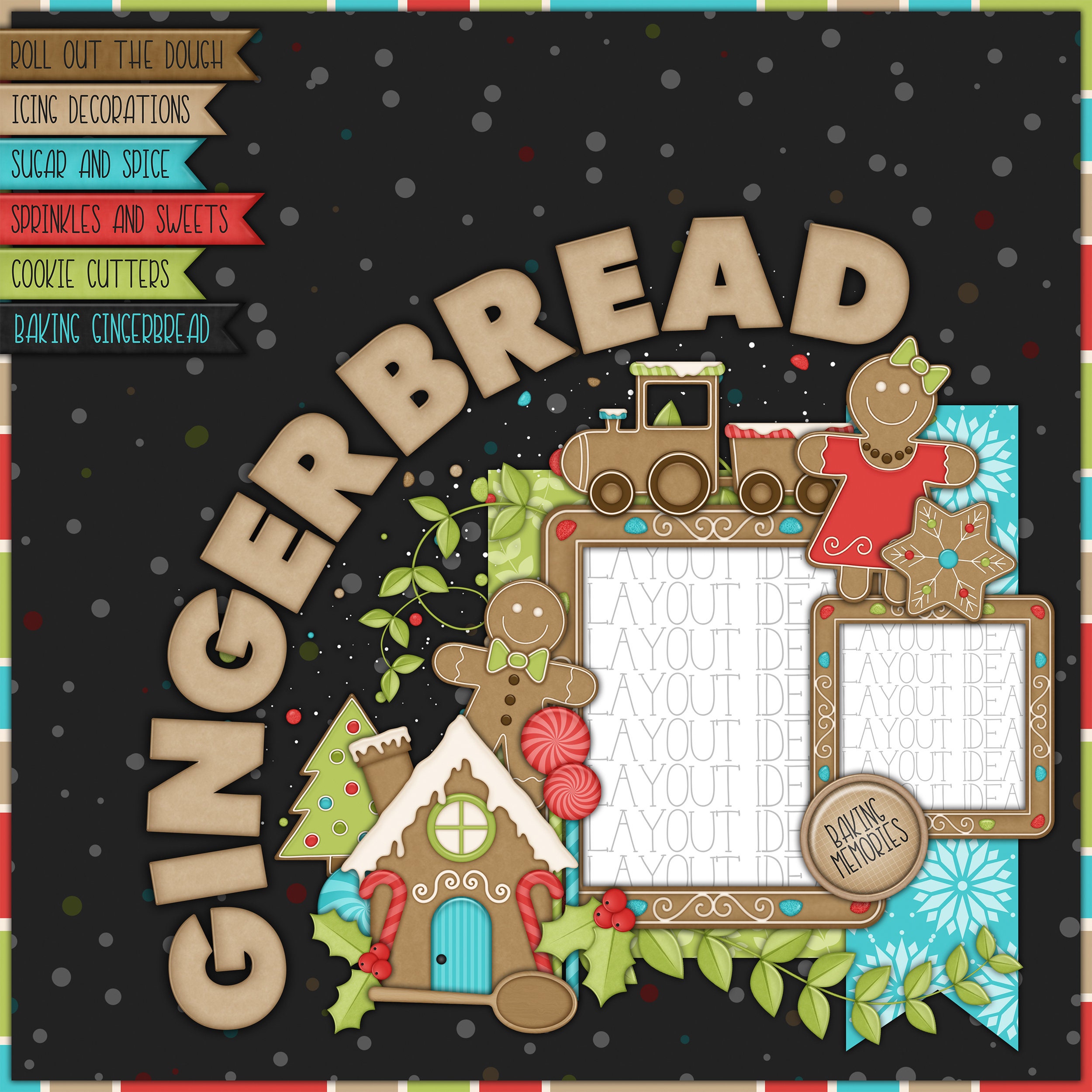 A Gingerbread Christmas Digital Scrapbooking kit by NLD Designs