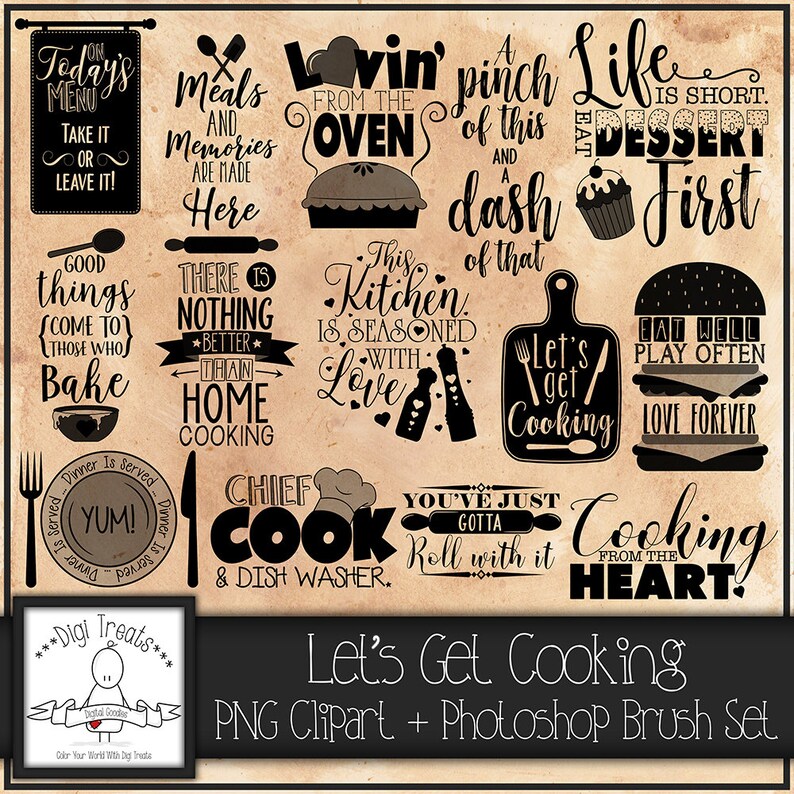 Let's Get Cooking Word Art Scrapbooking Card Making Etsy