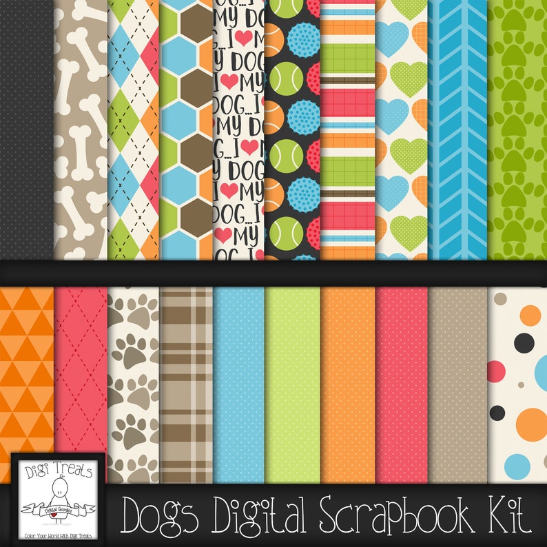 Dog Digital Scrapbook Kit. Dog Themed Scrapbook Kit Digital Etsy