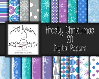 Frosty Christmas, Digital Scrapbook Paper, 12x12, Christmas paper, Scrapbooking, Card Making, *Instant Download*