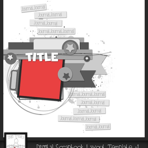 12x12 Digital Scrapbook Layout Template #1. *Instant Download*