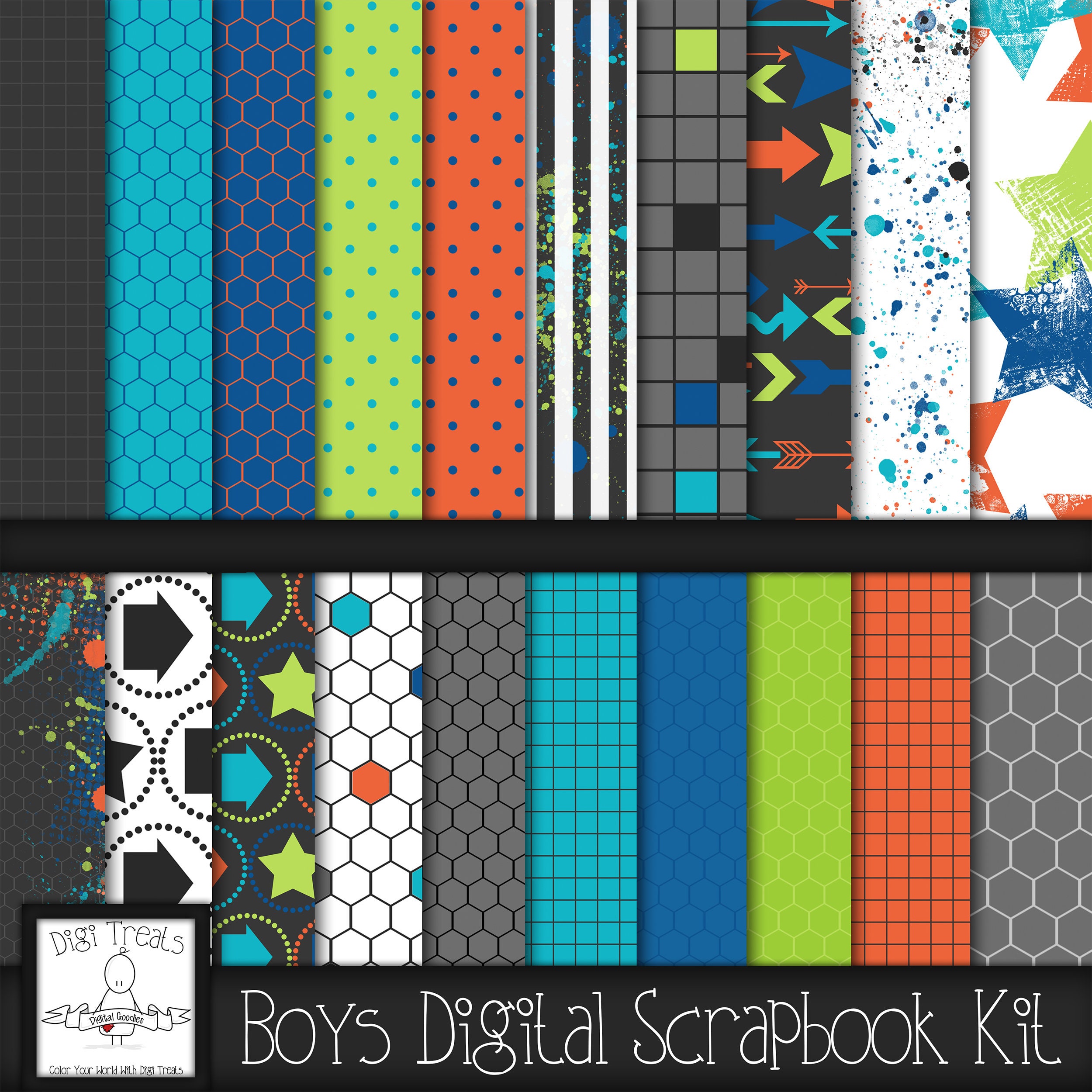 Boys Digital Scrapbook Kit. Boys Teens Themed Scrapbook Kit Etsy