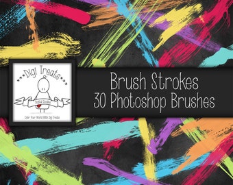 Real, Brush Strokes Photoshop Brush Set (30 brushes) High Quality ~ Instant Download.