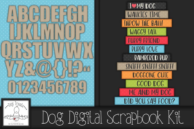 Dog Digital Scrapbook Kit. Dog Themed Scrapbook Kit Digital Etsy