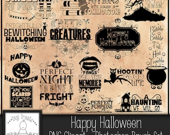 Halloween Set 2 word art. Spooky PNG Clip art, Scrapbooking, Card Making, Halloween phrases, Embellishments,~ Instant Download