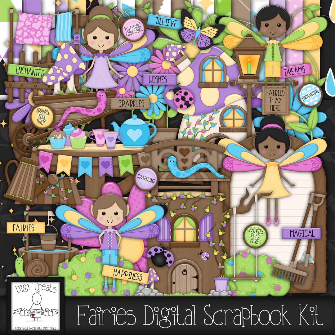 Fairies Digital Scrapbook Kit. Fairy Themed Scrapbook Kit, Digital ...