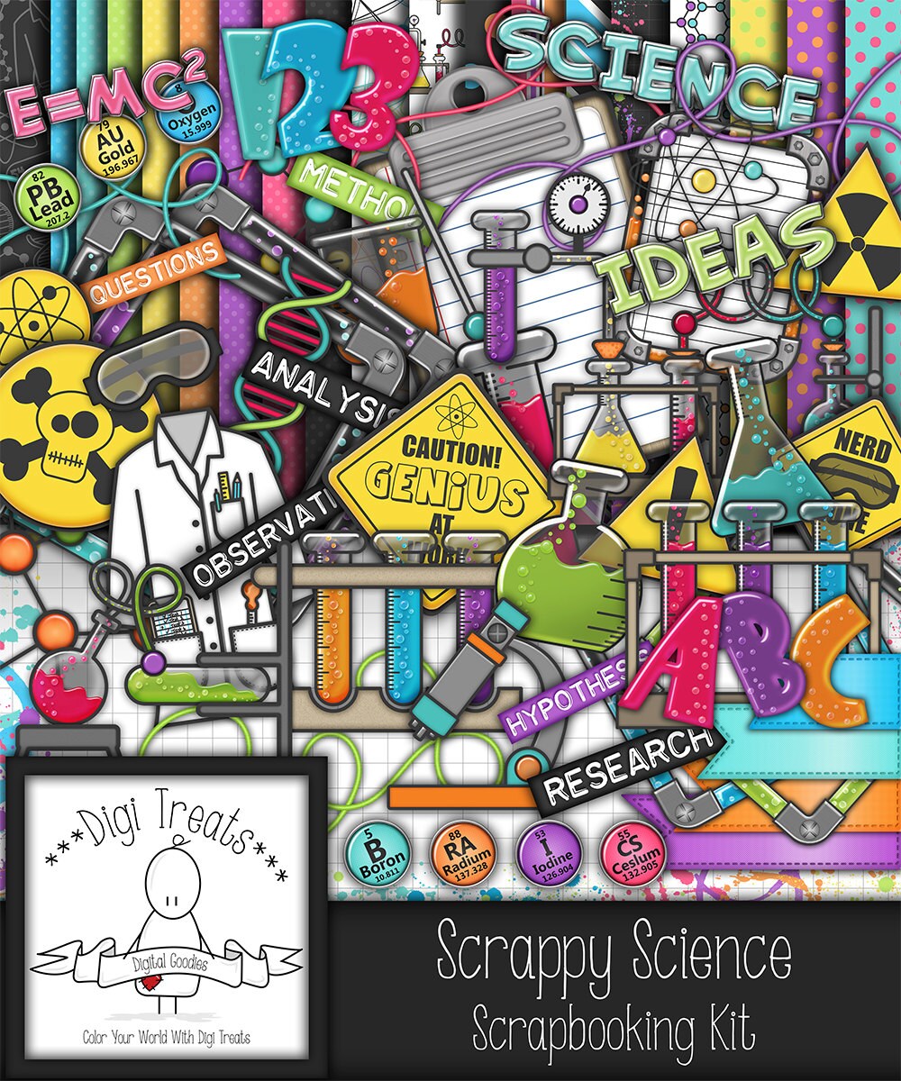 Scrappy Science Digital Scrapbook Kit Science Themed Etsy
