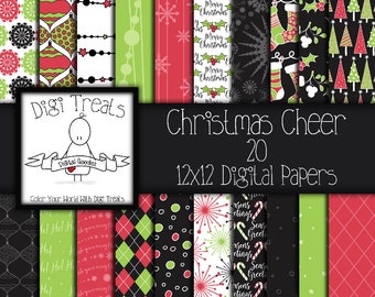 Christmas Cheer Digital Paper Pack, Scrapbook Paper, Digital Crafting, Card Making, Christmas Theme, Instant Download.