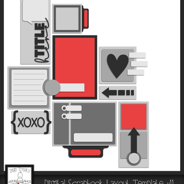 12x12 Digital Scrapbook Layout Template #11. *Instant Download*