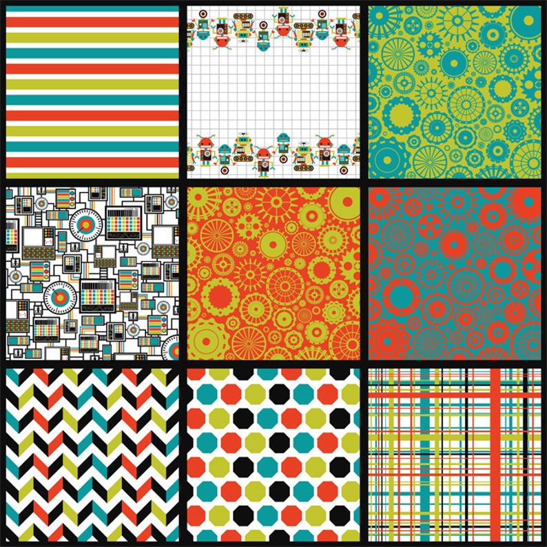 Robots Digital Paper Pack. Cute Robot Theme Scrapbook Papers. Etsy UK