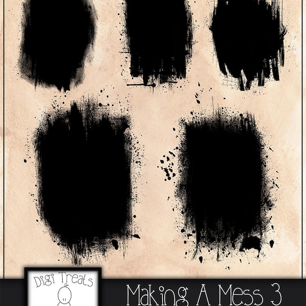 Making A Mess set 3, Photo Clipping Masks. Set of 5, PNG, Clipping Mask Set, Instant Download.