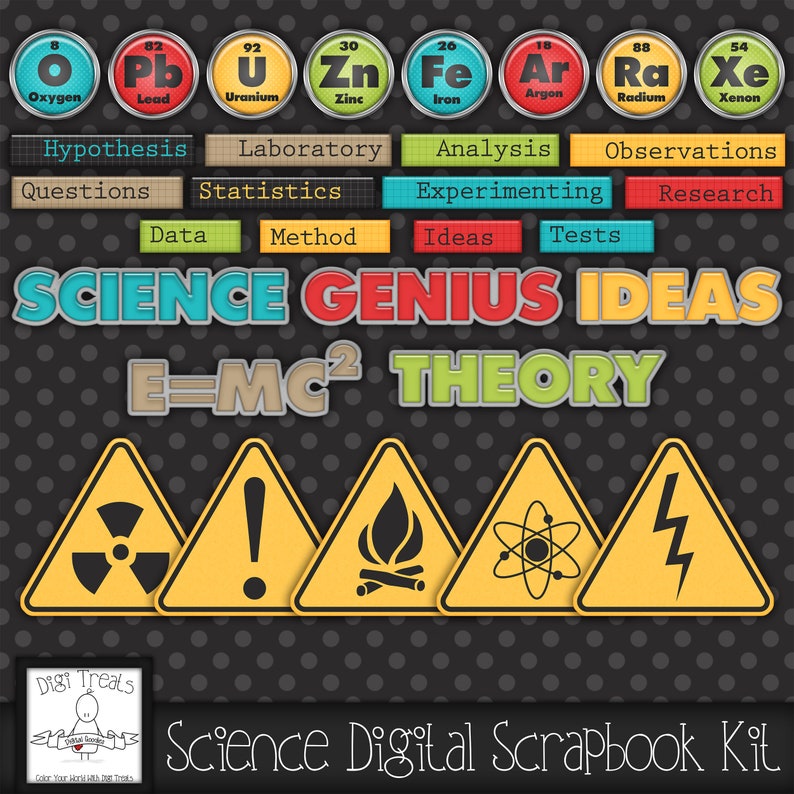 Science Digital Scrapbook Kit. Science Themed Scrapbook Kit Etsy