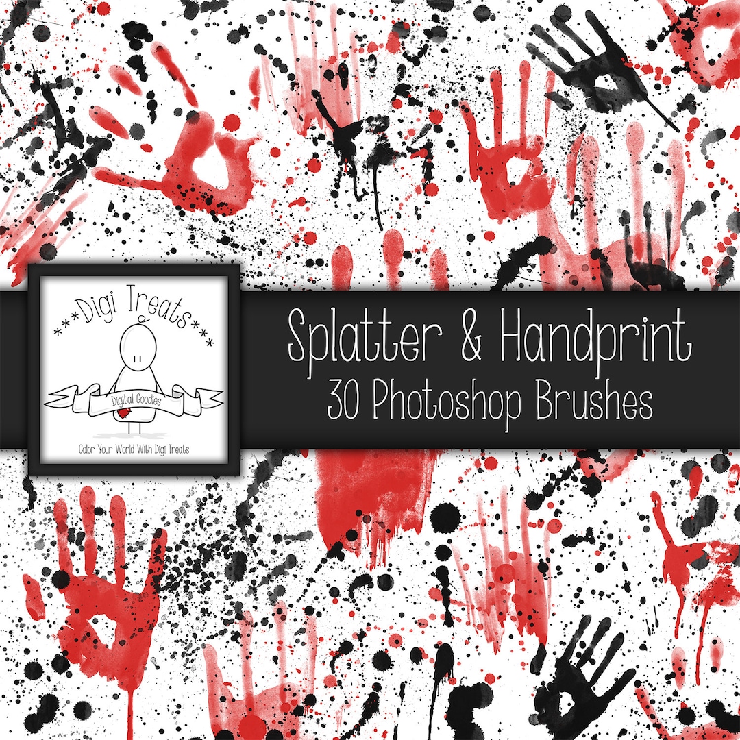 Splatter & Hand Prints Brushes, 30 Brushes, INSTANT