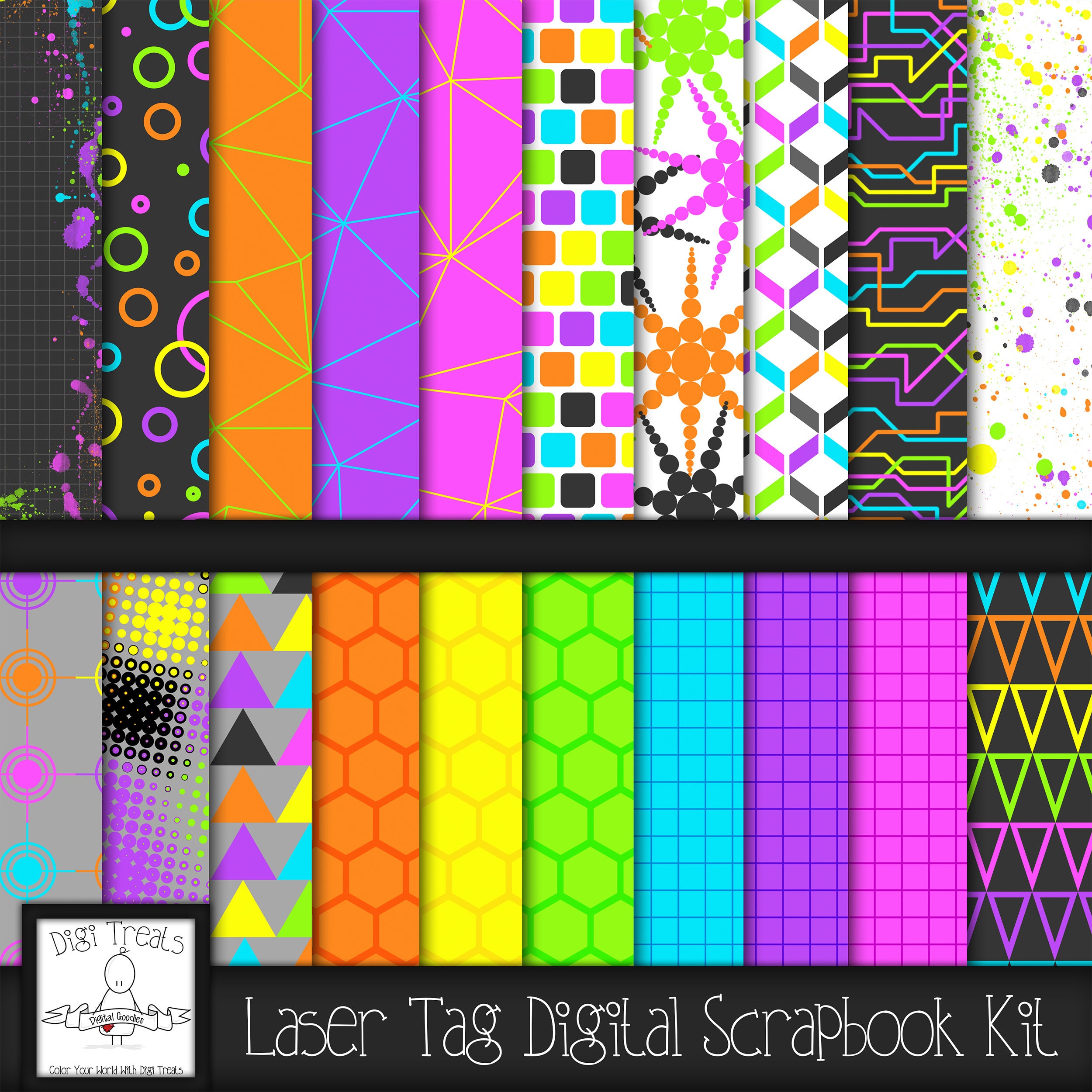Laser Tag Digital Scrapbook Kit. Laser Tag Themed Scrapbook | Etsy