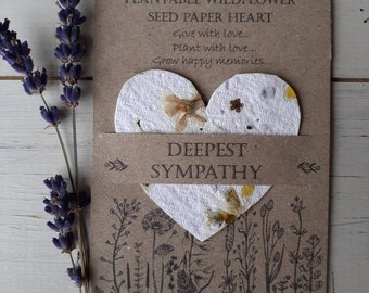 DEEPEST SYMPATHY plantable wildflower seed heart favour