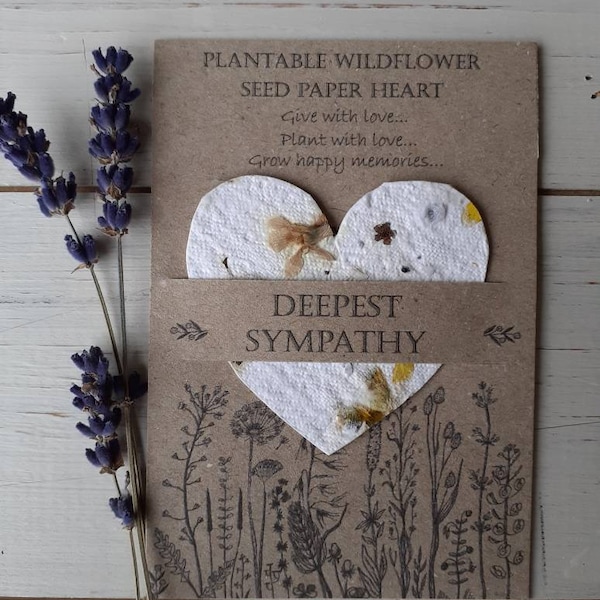 DEEPEST SYMPATHY plantable wildflower seed heart favour