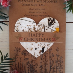 HAPPY CHRISTMAS plantable wild flower seed heart xmas gift/stocking filler