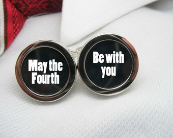 May the Fourth be with you Cufflinks - Geekery - Weddings - Mens Accessories - Jewellery - Gift for Men - Jewelry for Men - Cuff Link