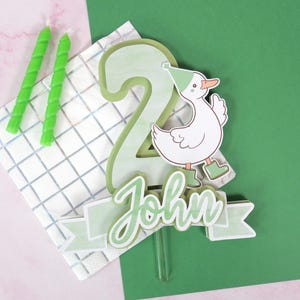 Silly Goose Cake Topper for Boy | First Birthday Goose Theme | Blue Birthday Decoration | Goose Party Decor