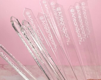 Cake Topper Stick | Clear Acrylic Cake Topper Sticks | Acrylic Sticks | Acrylic Personalized Cake Topper Sticks | Acrylic Sticks 6 in