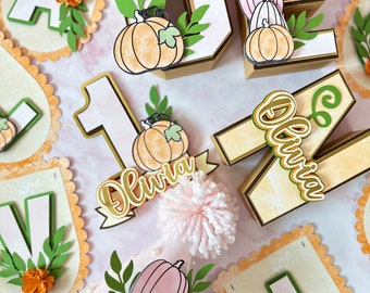 Little Pumpkin Birthday, Fall Themed Party, One Party Table, First birthday Photo Decor, 3D Letter, Cake Topper, Banner, Birthday Hat.