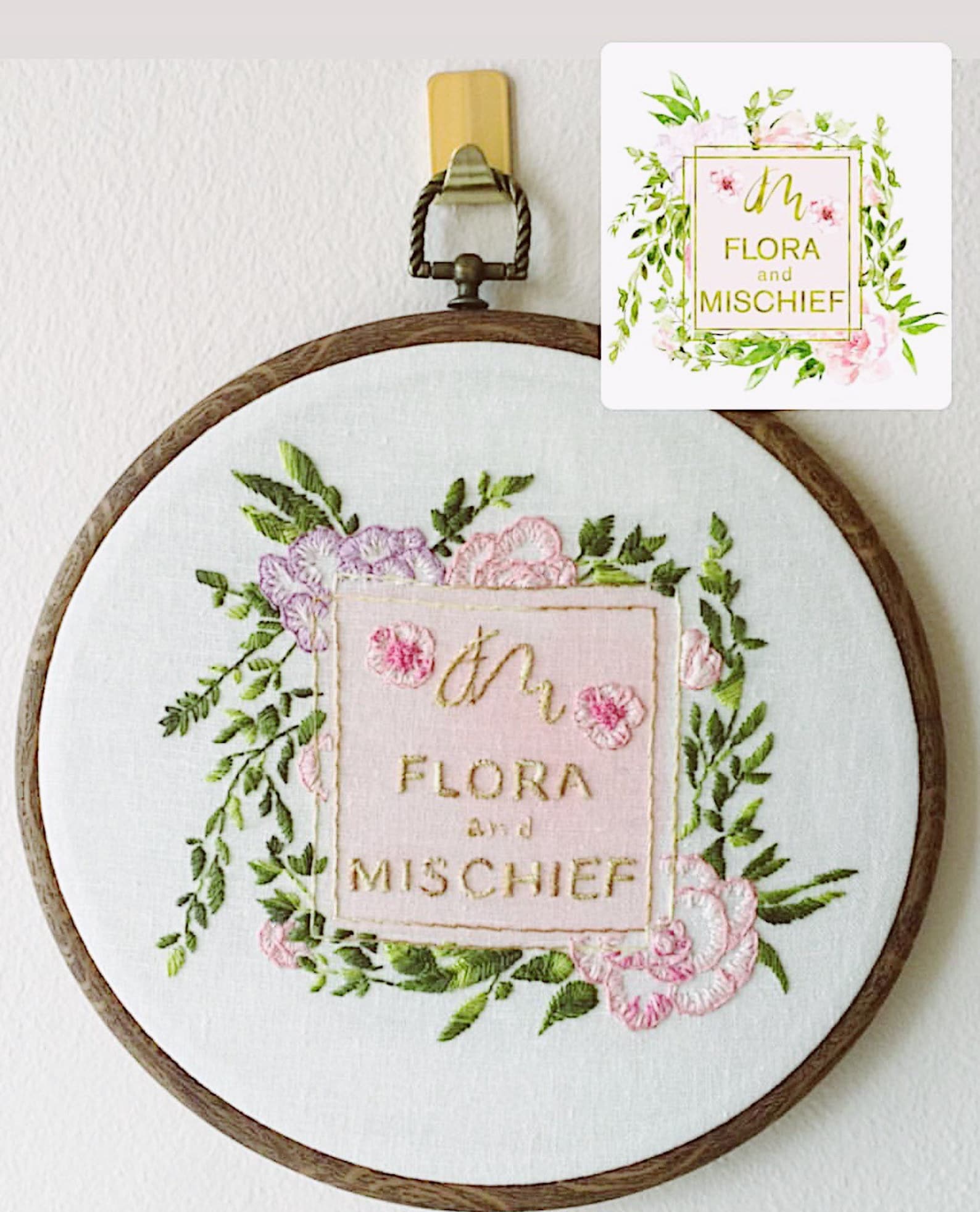 Custom Hand Embroidered Logo // 7 Diameter Needlework Etsy