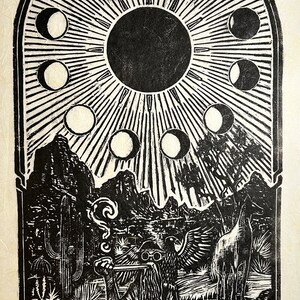 2024 Texas Eclipse Music Fest Linoprint 12x24 image 5