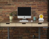 The Evolve - Modern Adjustable Standing Desk - Walnut with Electric Adjustable Standing Desk - Featuring the quot Jarvis quot Electric Base